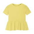thumbnail image 5 of Lenpel Girls' T Shirts Casual Short Sleeve Crew Neck Solid Color Peplum Babydoll Tee Tops Trendy Tunic Blouses 3-12 Y, 5 of 7