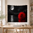 thumbnail image 5 of Red Dahlia on Dark Moonlit Lake, Dramatic Gothic Illustration, Halloween Gift for Flower Lovers, Moonlit Wall Art, Tapestry Wall Hanging for Bedroom and Living Room, 5 of 6