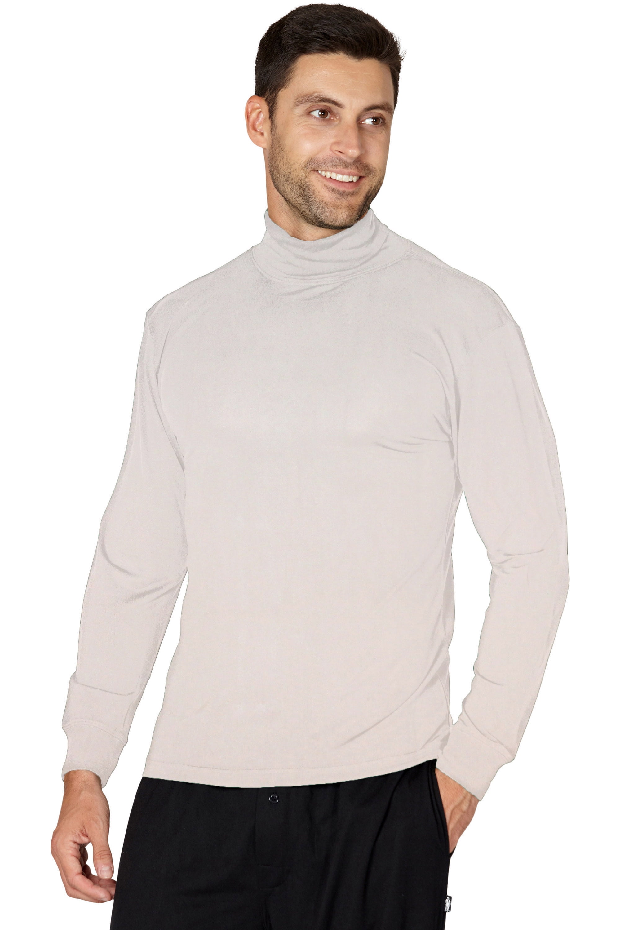 Intimo - Men's Silk Unisex Fold Over Turtleneck Long Sleeve Shirt ...