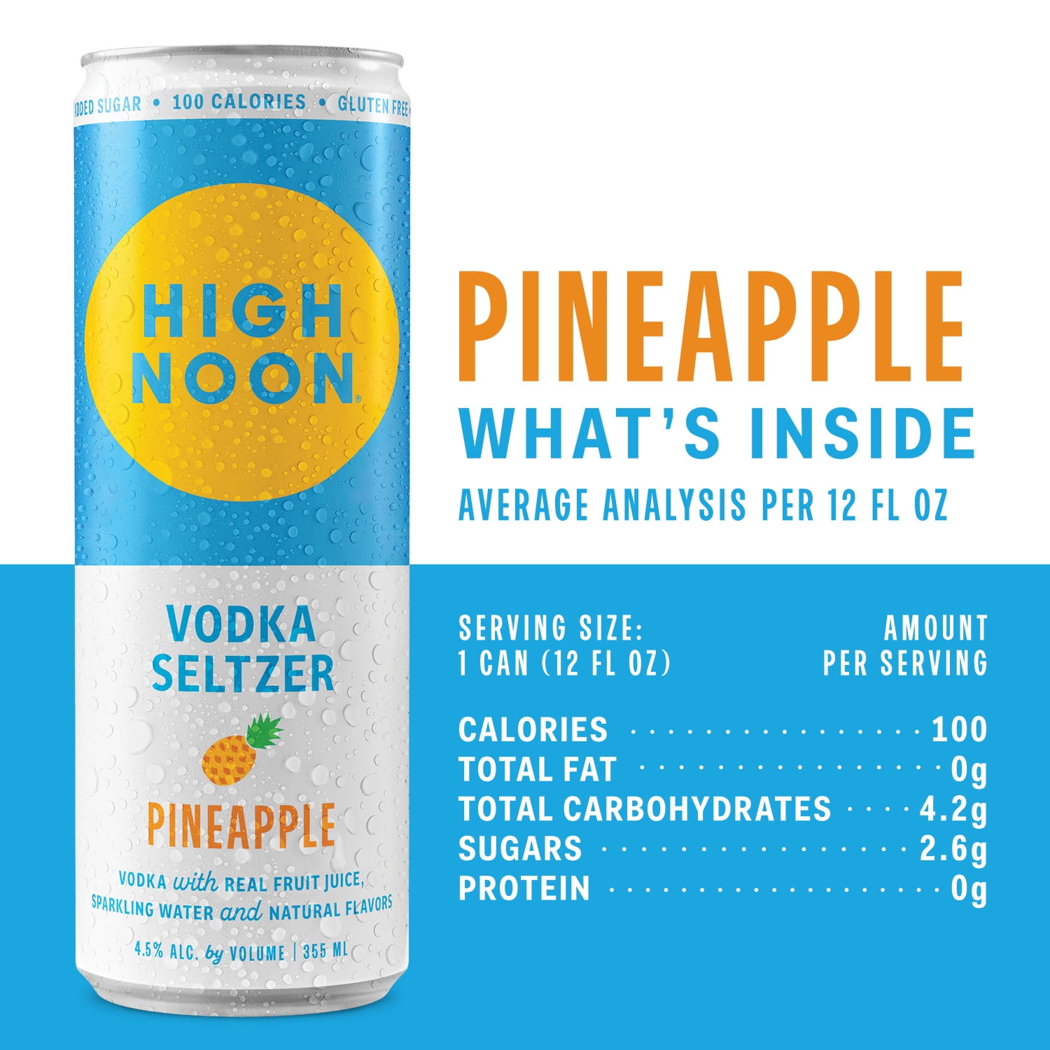 High Noon Pineapple Seltzer, 4 Pack, 12 fl oz Cans - Walmart.com