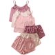 thumbnail image 1 of Conjunto de 3 pijamas de satén para mujer, sin mangas, playera corta y pantalones cortos de cintura elástica, conjunto de ropa de dormir Beige Rosa Púrpura XL Beige Rosa Púrpura XL Xishao ropa, 1 of 2