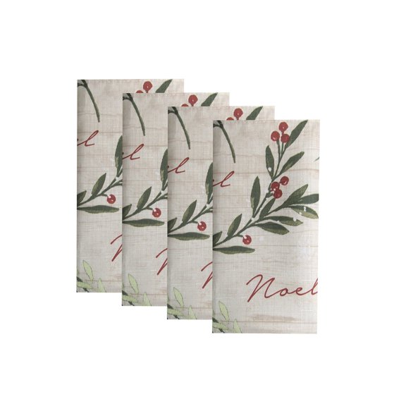 Elrene Home Fashions Holiday Tree Trimmings Napkins, Set of 4 , Multicolor, 17" x 17"
