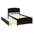 thumbnail image 3 of Wood Platform Bed with Headboard, Twin Size Bed with Trundle, Espresso, 3 of 7