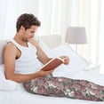 thumbnail image 4 of Uemuo Rose Flowers Pattern Men's Wide Leg Palazzo Lounge Pants with Pockets Light Weight Loose Comfy Casual Pajama Pants-X-Large, 4 of 9