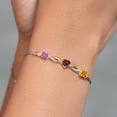 thumbnail image 4 of Gem Stone King 925 Silver and 10K Yellow Gold Pink Created Sapphire Red Garnet Yellow Citrine and Lab Grown Diamond Tennis Bracelet for Women By Keren Hanan (2.15 cttw, Adjustable up To 9 inch), 4 of 4