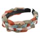 thumbnail image 1 of Unique Bargains - Diadema con nudo de tul con perlas ostentosas para mujer, color verde y naranja, 1,18 pulgadas de ancho, 1 pieza, 1 of 7