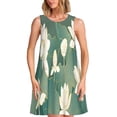 thumbnail image 1 of Easygdp Lotus Golden Line para Vestido Transpirable de Mujer, Vestido Suelto de Manga Corta con Pliegues y Bolsillos para el Verano, 1 of 7