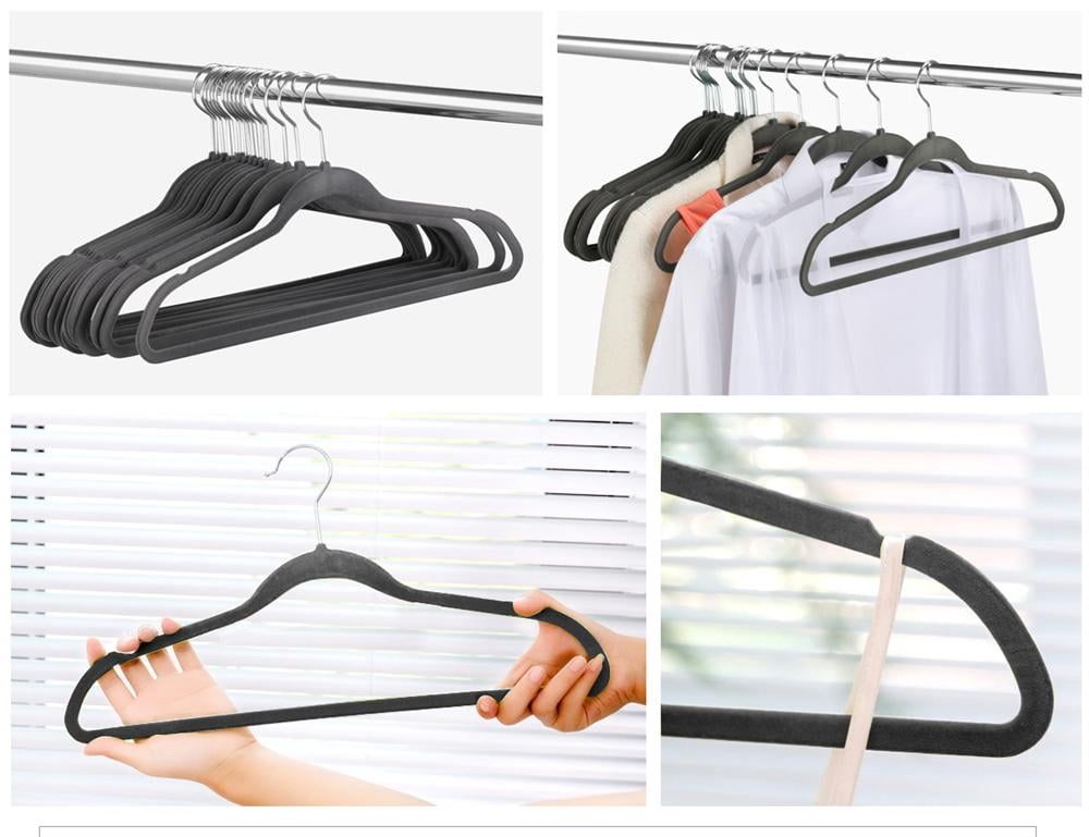 Alden Design 100 Pieces Non-Slip Velvet Hangers for All Ages, Gray