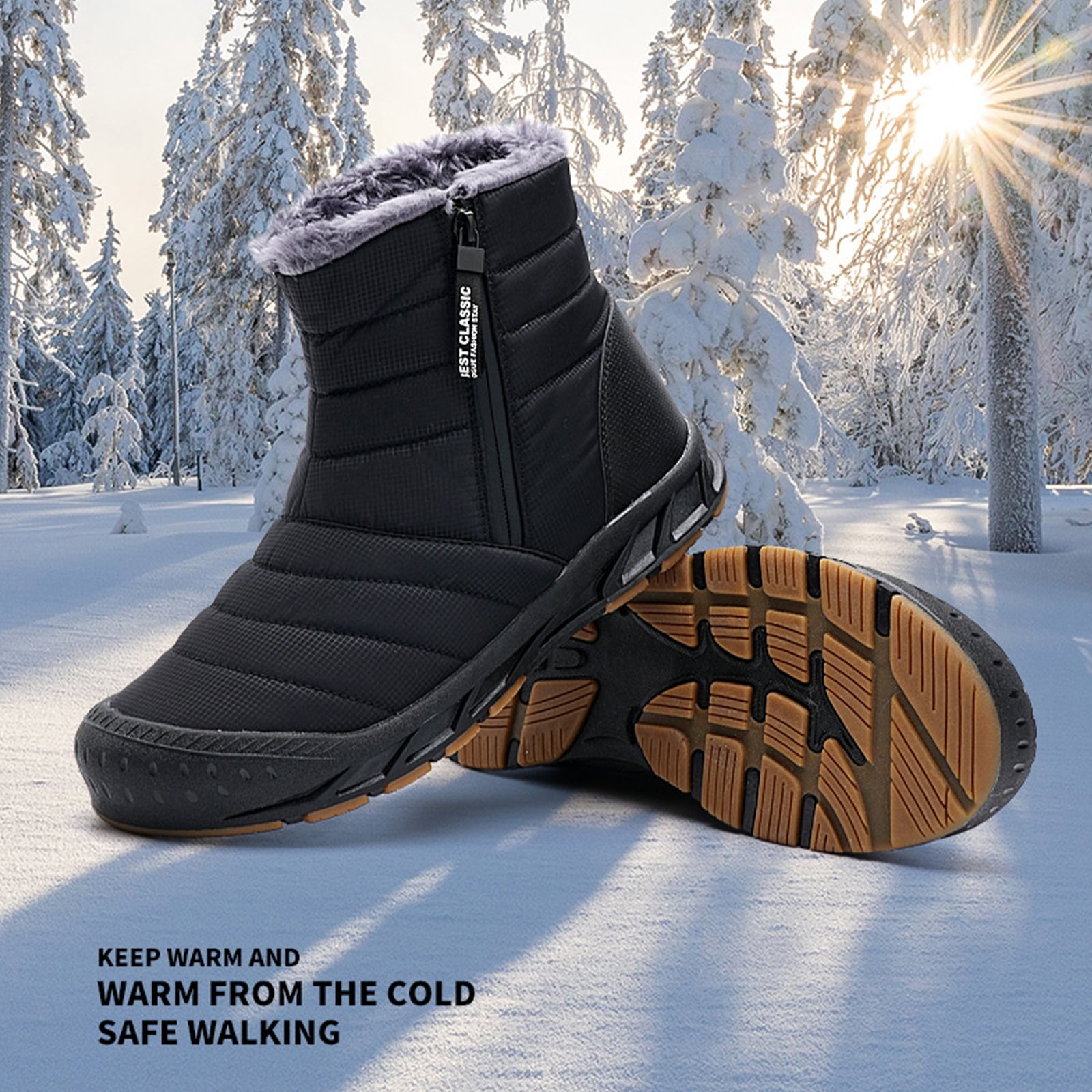 Cyiecw Snow Boots for Men Women Waterproof Lightweight Trekking Boots Anti-slip Winter Boot Outdoor Comfortable Warm Fur Lined Hiking Shoes
