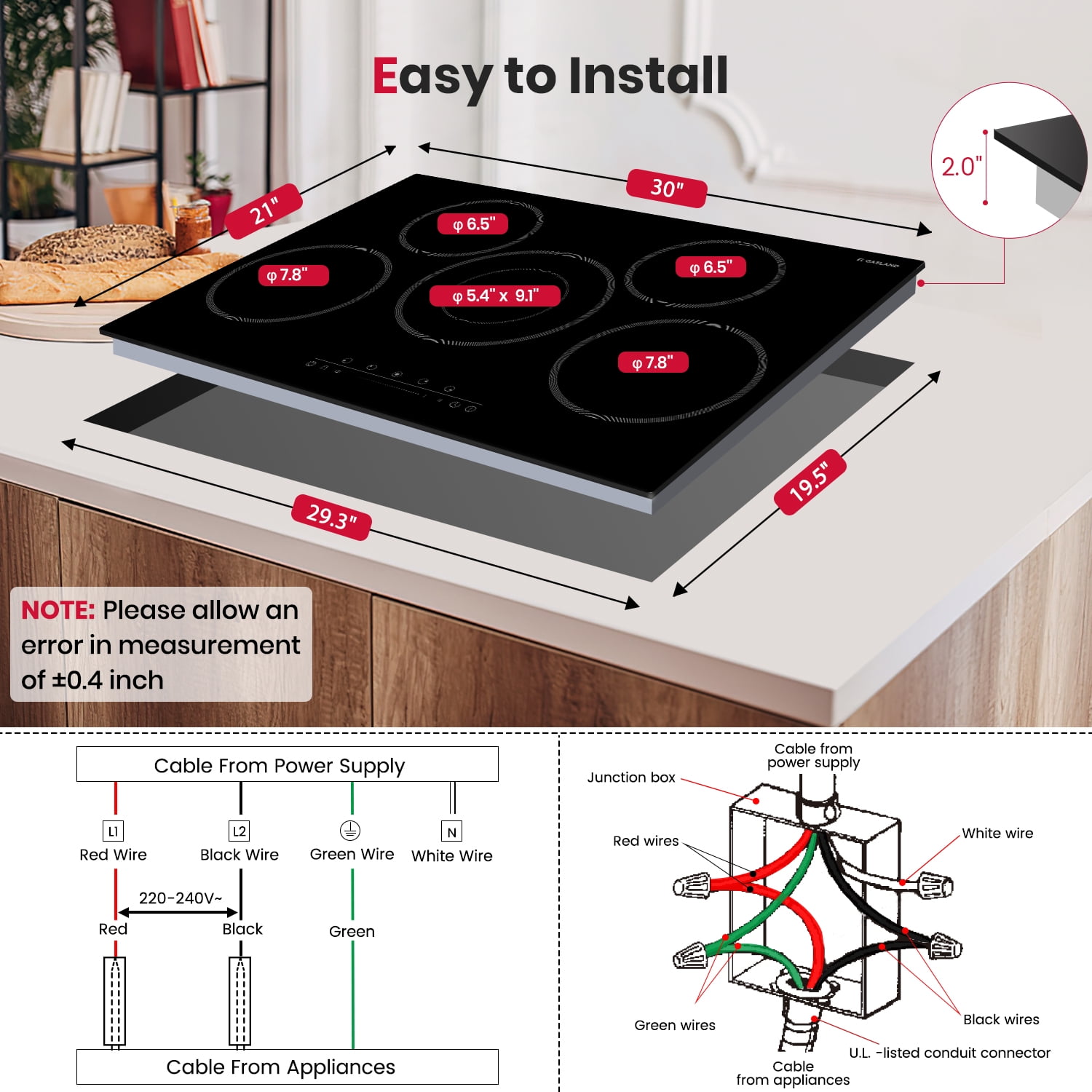 GASKAND 30-inch 5 Burners Smooth Sensor Touch Radiant Electric Cooktop, 5 Elements