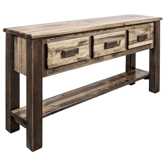 Homestead Collection Console Table w/ 3 Drawers, Stain & Clear Lacquer Finish