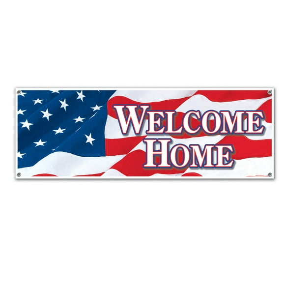Party Central Club Pack of 12 Red and Blue American Flag Welcome Home Party Banner Decors 5'