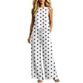 thumbnail image 2 of Muscularfit Matching Summer Sets Palazzo Travel Sets Polka Dot Set Sets Sleeveless Wide-Leg White Crew Neck Casual Sets for Women,S, 2 of 6