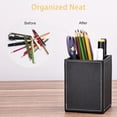 thumbnail image 4 of Porta lápices cuadrados de cuero PU, taza, organizador de papelería de escritorio, caja contenedora de accesorios de oficina (negro), 4 of 5