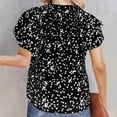 thumbnail image 5 of Zhouzou Women's Casual V Neck Floral Print Smocked Short Sleeve Chiffon Blouses Bohemian Top Shirts, 5 of 5