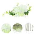 thumbnail image 3 of Unique Bargains 1 Pc Women's Styling Simulated Flowers Hair Clip Comb for Parties Green Polyester Fabric Iron, 3 of 4