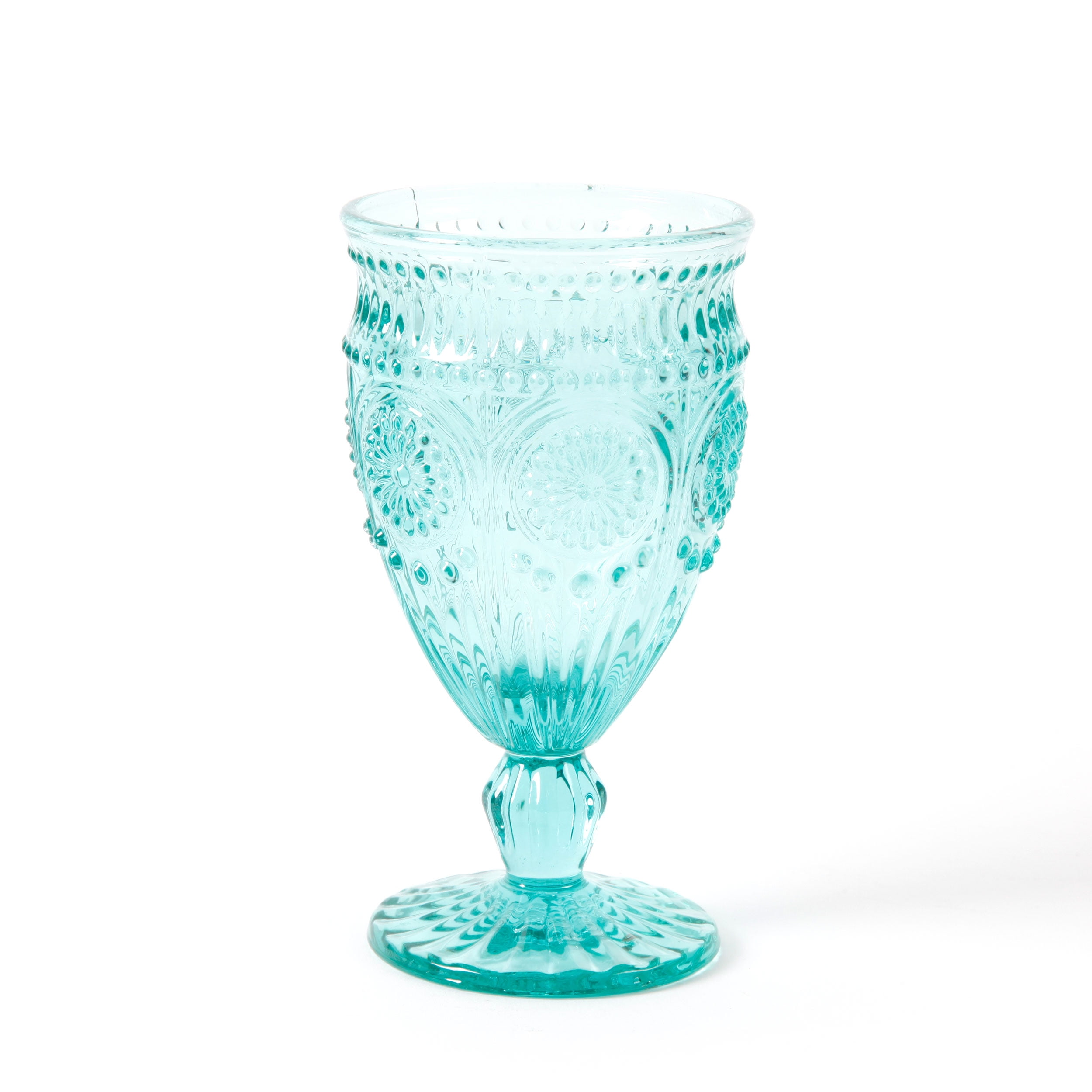 4 PIECE SET PIONEER WOMAN ADELINE 12 oz GOBLETS TURQUOISE 