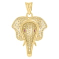 thumbnail image 2 of Auriga 10k Yellow Gold Pink White Cubic-Zirconia Elephant Head Charm Pendant for Men, 2 of 5