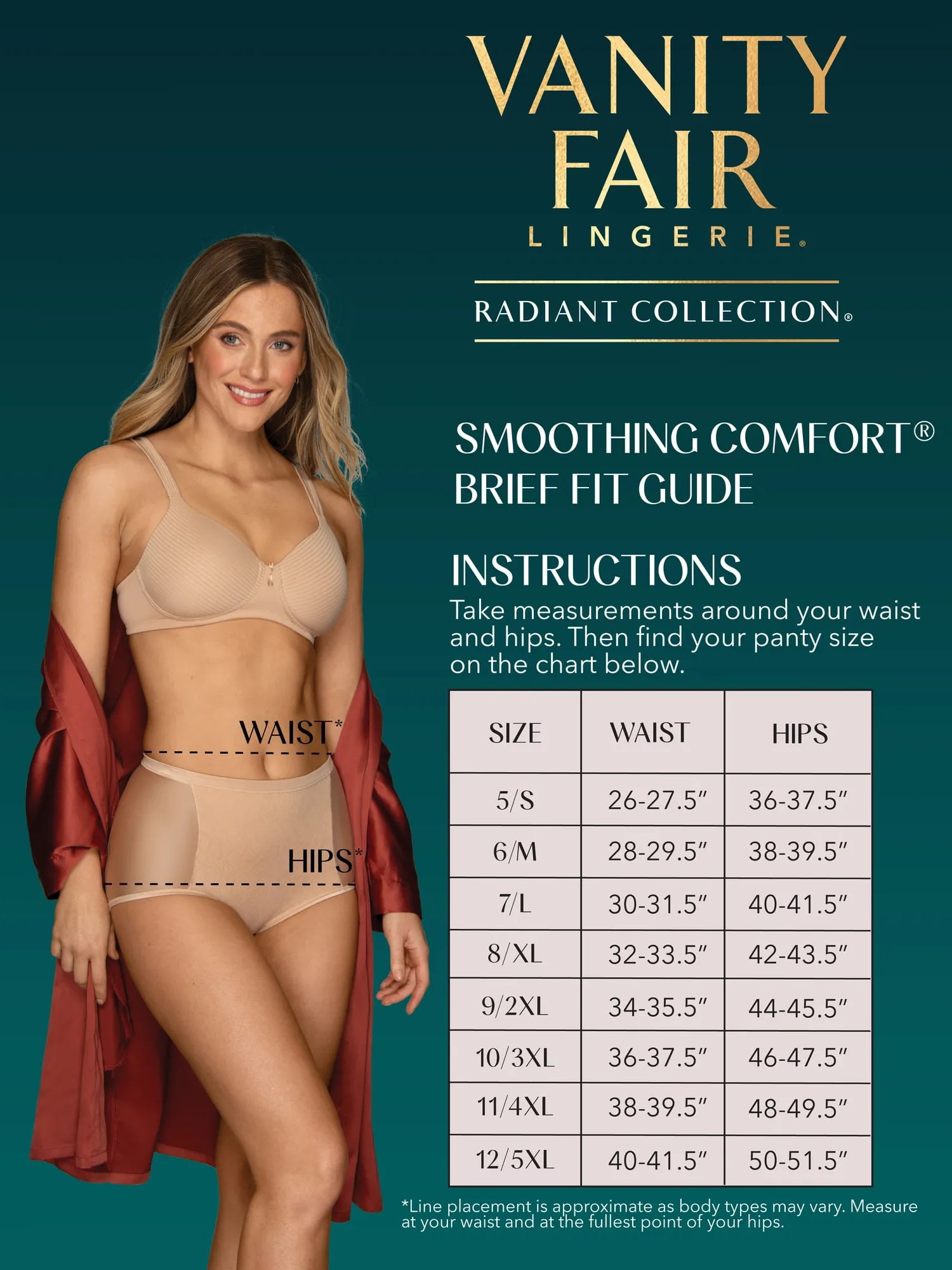 Vanity Fair Radiant Women's Light Tummy Control Briefs, Smoothing Comfort Underwear with Rear Lifting Seams, Sizes S–5XL