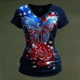 thumbnail image 6 of Iaqnaocc 250 Anniversary Usa Shirt for Women 4th Of July Summer Casual V-Neck Vintage Shirts Patriotic American Flag Butterfly Festival Short Sleeve Tee Tops Wine XL, 6 of 6