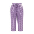 thumbnail image 4 of Luvrsol Capris for Women with Pockets Casual Straight-Leg Cotton-Linen Checkered Pants, Size S-3XL, 4 of 6