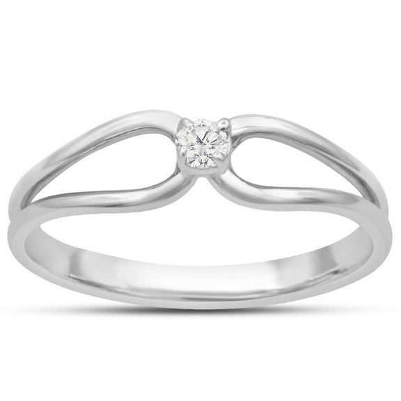 SuperJeweler Split Shank Diamond Solitaire Promise Ring in White Gold for Women