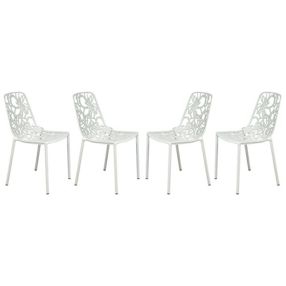 Stackable Dining Chairs - Aluminum Patio Side Chairs - Indoor Outdoor Kitchen Chairs - Set of 4 - White