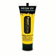 PaintGlow Neon UV Reactive Face & Body Paint 10ml Liquid Makeup, Neon Yellow