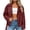 Wine, variant on cocolona Plus Size Jackets for Women Fall Trendy Zipper Long Sleeve Leather Biker Jacket Vintage Classic Oversized Coat