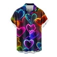 thumbnail image 2 of Valentine's Day Shirt for Men, Heart Print Shirt Men, Casual Fashion Turndown Collar Valentine's Day Printing Tops Short Sleeved Button Shirt Tops Blouse, 2 of 4