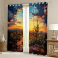 thumbnail image 2 of Vintage Western Curtains,West Style Cowboy Curtains 30%-50% Blackout Adults Bedroom Decor,Cactus Succulent Plant Curtains Rustic Country Sunset Window Curtains 2 Panels 42"Wx63"L, 2 of 6