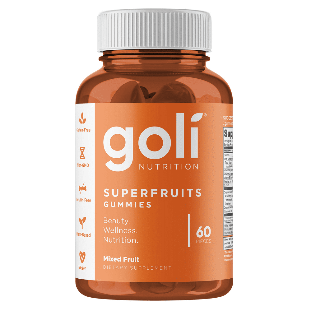 Goli Nutrition Superfruits Gummy, 60 Count, Fruit Blend Flavor