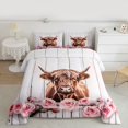 thumbnail image 3 of Feelyou 3D Brown Cow Bedding Comforter Set for Teen, Romantic Pink Rose Twin Comforter Sets, Rustic Lodge Cabin Reversible Bedding Set, Luxury Bedroom Decor, 2 Pieces, 3 of 9