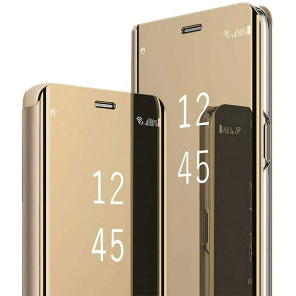 S23 Ultra Leather Case Compatible with Samsung Galaxy S23 Ultra 5G Phone Case Clear View Makeup Mirror Flip Cover, S23 Ultra Case with Kickstand Shockproof Protective Cover for S23 Ultra 5G