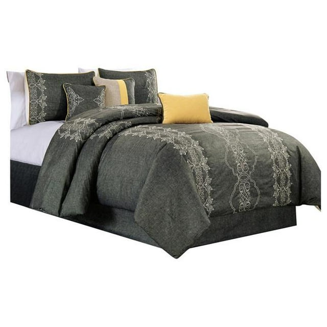 Elight Home 21518Q Broderie de Parade Plus Ensemble de Couette 7 Pièces - Grand