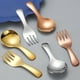 thumbnail image 5 of Billuyoard Cuchara portátil, tenedor, vajilla para exteriores, fácil de limpiar y llevar, Mini vajilla, tenedor para cena, cuchara Cocina y Comedor tenedor de oro rosa, 5 of 6