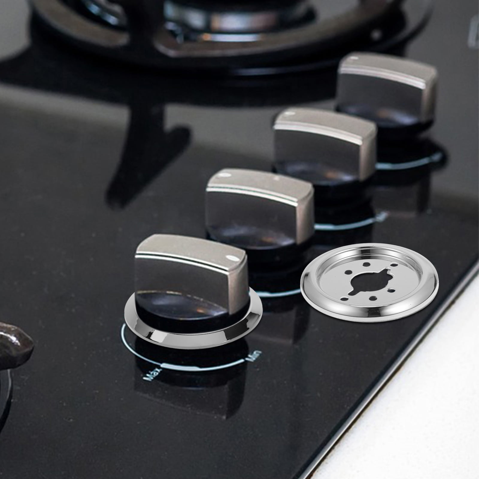 DEEPCRAFF 6Pcs Plated Silver Bbq Grill Control Knob Base Easy Install Replacement for Gas Stove and Oven