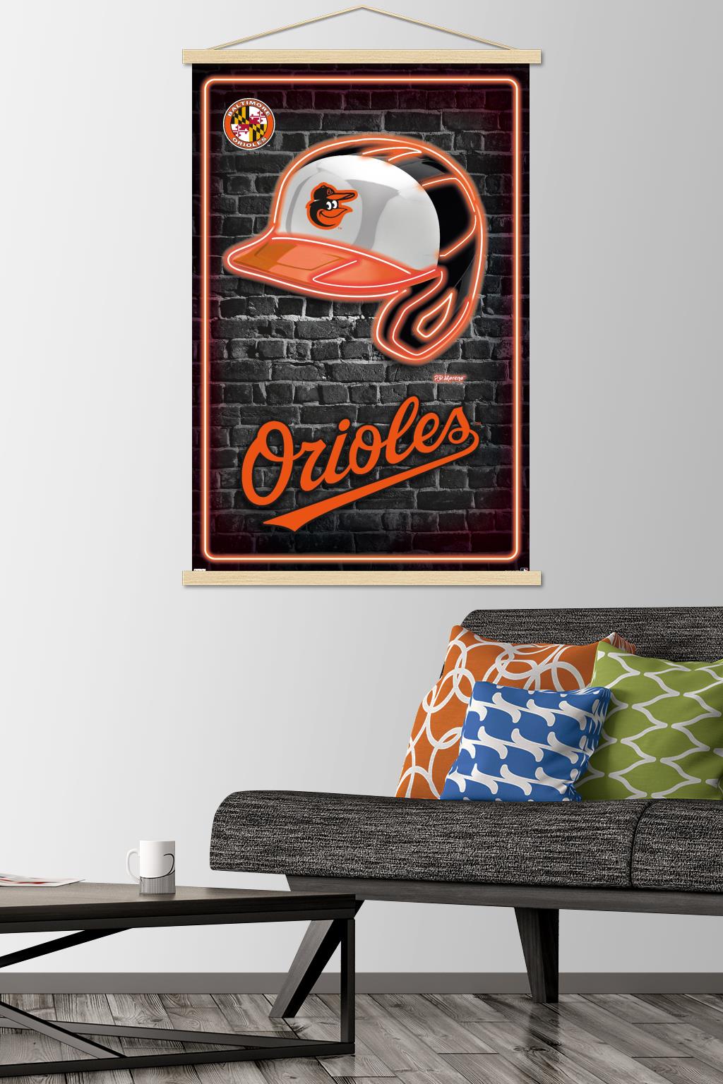 MLB Baltimore Orioles - Neon Helmet 23 Wall Poster with Magnetic Frame, 22.375" x 34"