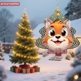 thumbnail image 3 of Festive Metal Hanging Christmas Tree Wind Spinner - Whimsical Fox Design with Green & White Pattern Perfect for Yard & Garden Decor, 3 of 7