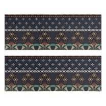 Kitchen Rugs Sets Of 2,Boho Blue Elaborate Ethnic Pattern Anti Fatigue Kitchen Mat Rugs Non Slip Washable,Decorative Kitchen Floor Mats for Kitchen,Sink,Laundry,17"X47"
