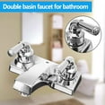thumbnail image 3 of Bathroom Sink Faucet Hot and Cold Mixer Tap, 4inch Centerset 2 Handle Suit for 2 & 3 Mounting Holes, Double Handles Basin Sink Faucet, Plastic, Chrome, 3 of 8