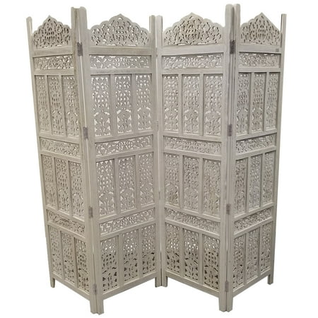 - Antique White 4 Panel Handcrafted Wood Room Partitions