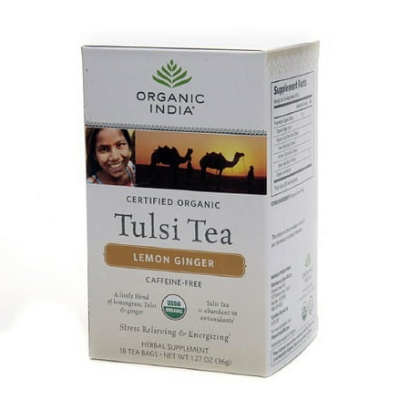 Organic India Tulsi Herbal Supplement Tea Bags,Lemon Ginger - 18 (Best Herbal Tea In India)