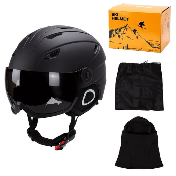 TOMSHOO Ski Helmet with Ski Goggles, Light Weight Snowboard Helmet and 2-in-1 Visor Detachable Goggles Set, Snow Sport Helmets for Men Women