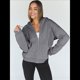 thumbnail image 4 of Sudaderas con Capucha y Cremallera para Mujer, Sudaderas Extragrandes, Conjuntos de Moda Escolar para Otoño, Chaquetas Informales, Ropa de Invierno Gris Oscuro XXL, 4 of 9