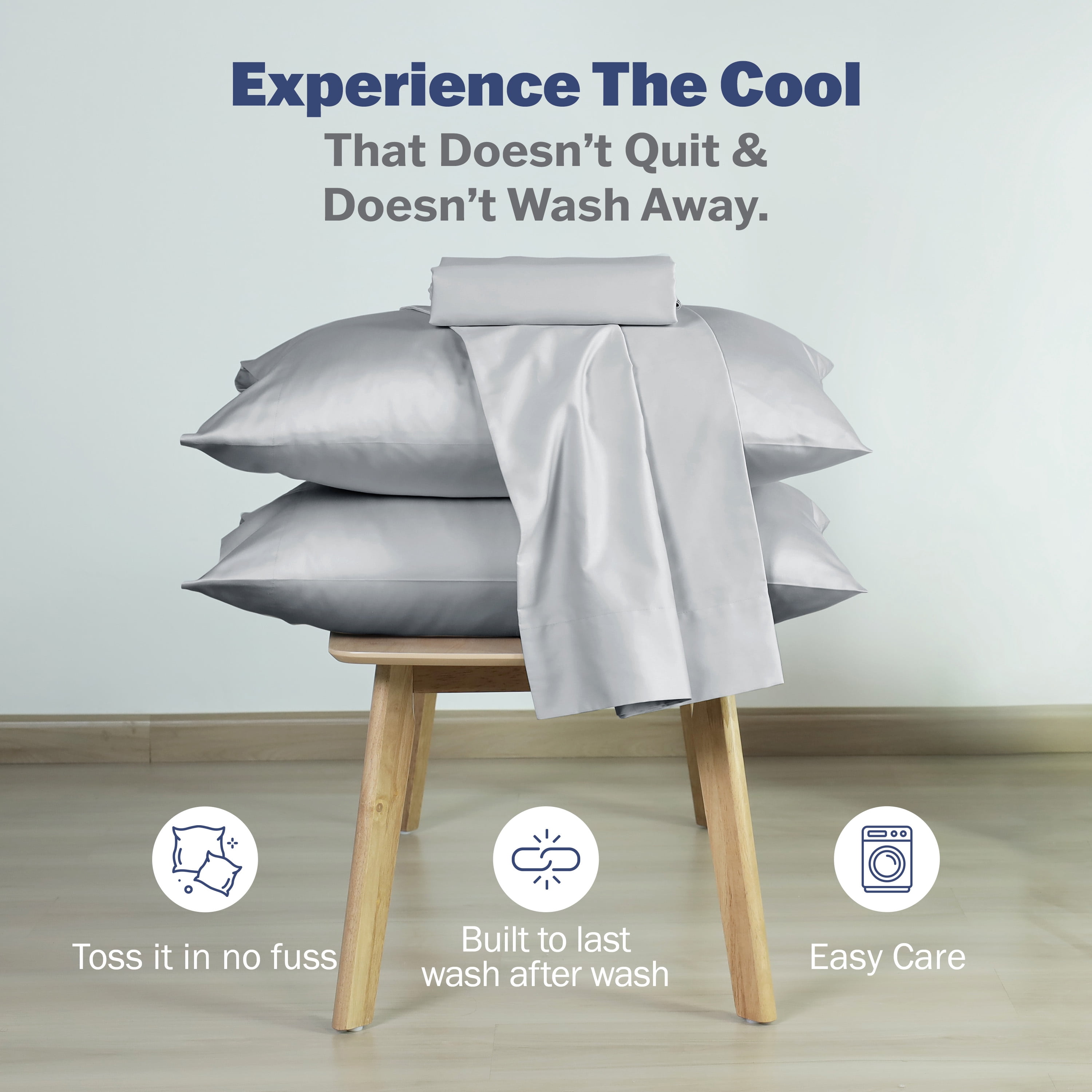 Martex brrr° King Cooling Sheet Set | 300TC Cotton Blend Triple Chill | Gray