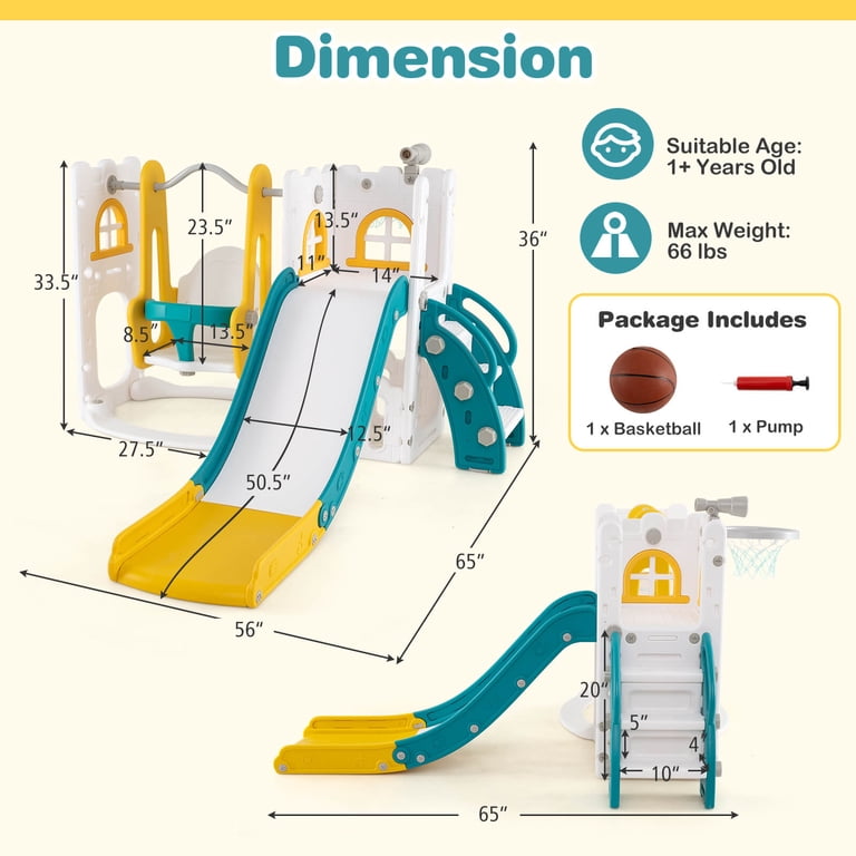 Costway 7-in-1 Toddler Slide & Swing Set Indoor Playground for