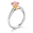 thumbnail image 3 of Gem Stone King 1.50 Ct Round Pink Zirconia 10K White and Yellow Gold Solitaire Engagement Ring (Size 9), 3 of 4