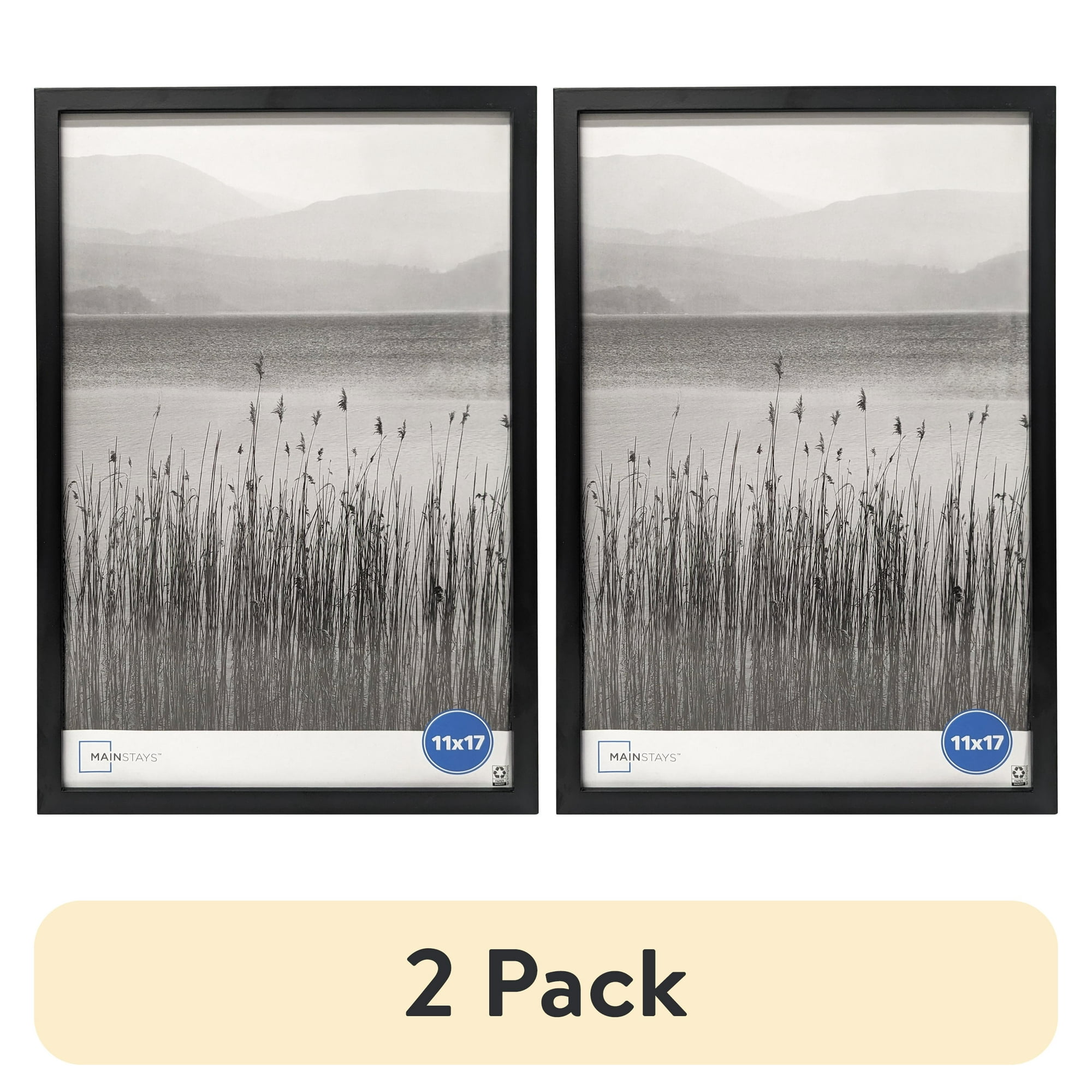 (2 pack) Mainstays 11 x 17 Black Linear Gallery Picture Frame