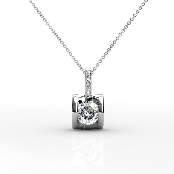 Cate & Chloe Billie 18k White Gold Plated Pendant Necklace with Swarovski Crystals for Women